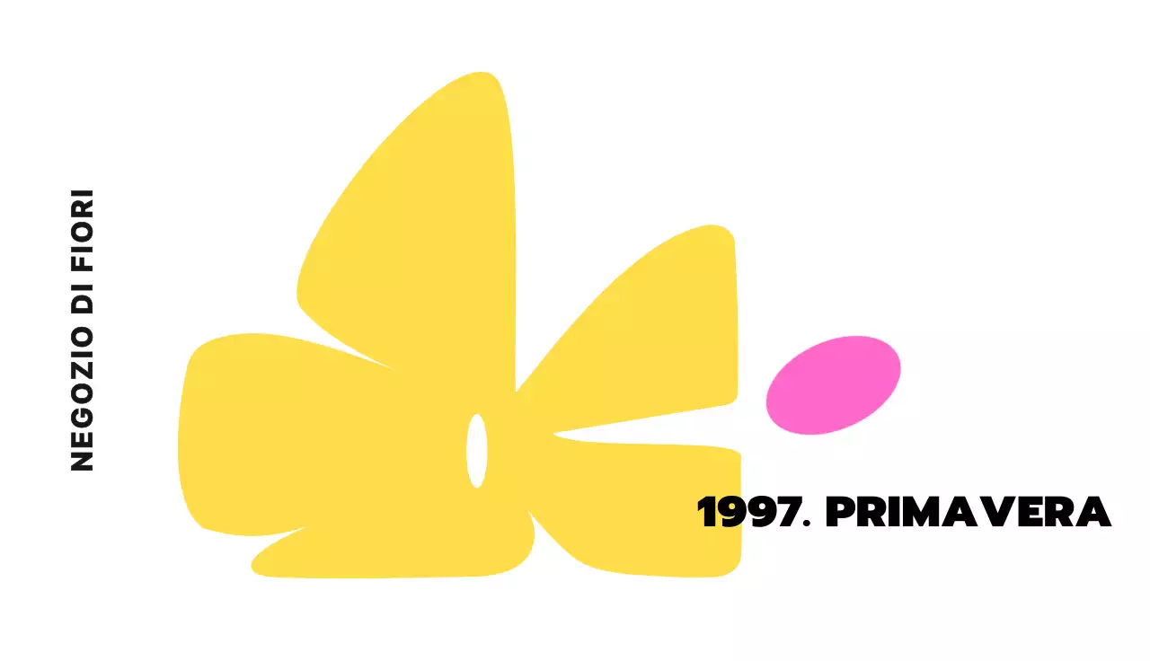 Biglietto da visita colorato per un negozio di fiori giallo e rosa