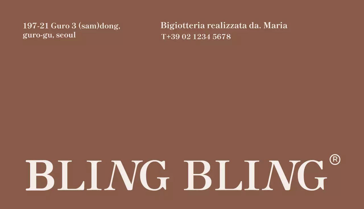 Biglietto da visita classico per gioielleria in beige e marrone
