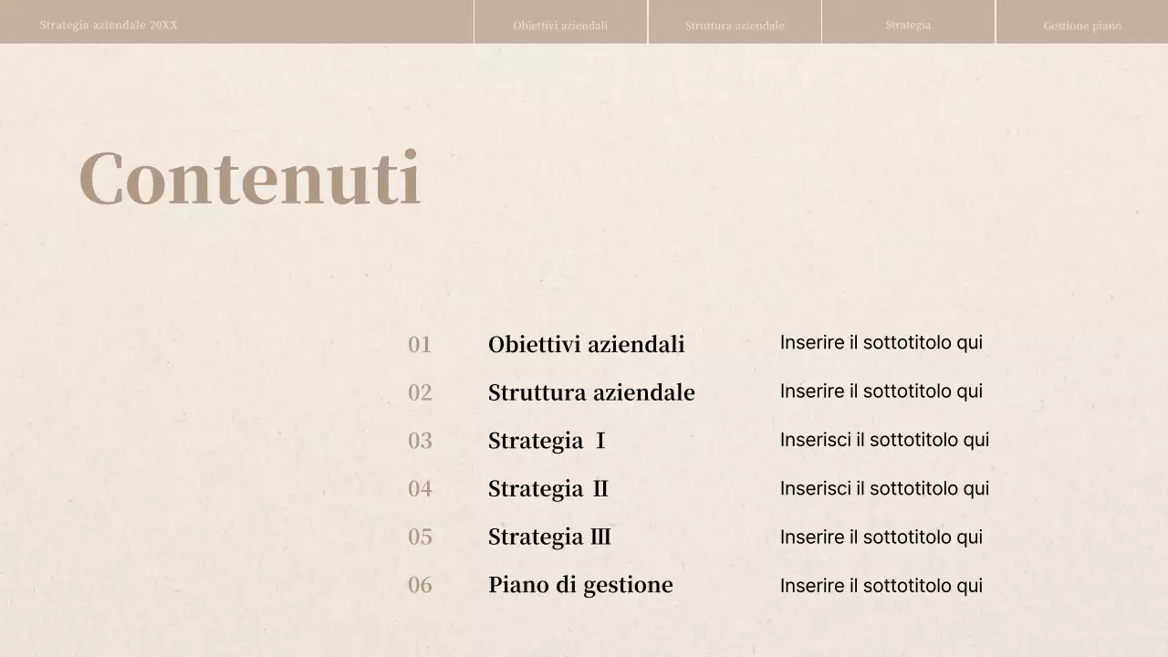 Relazione sulla strategia aziendale con texture di carta beige