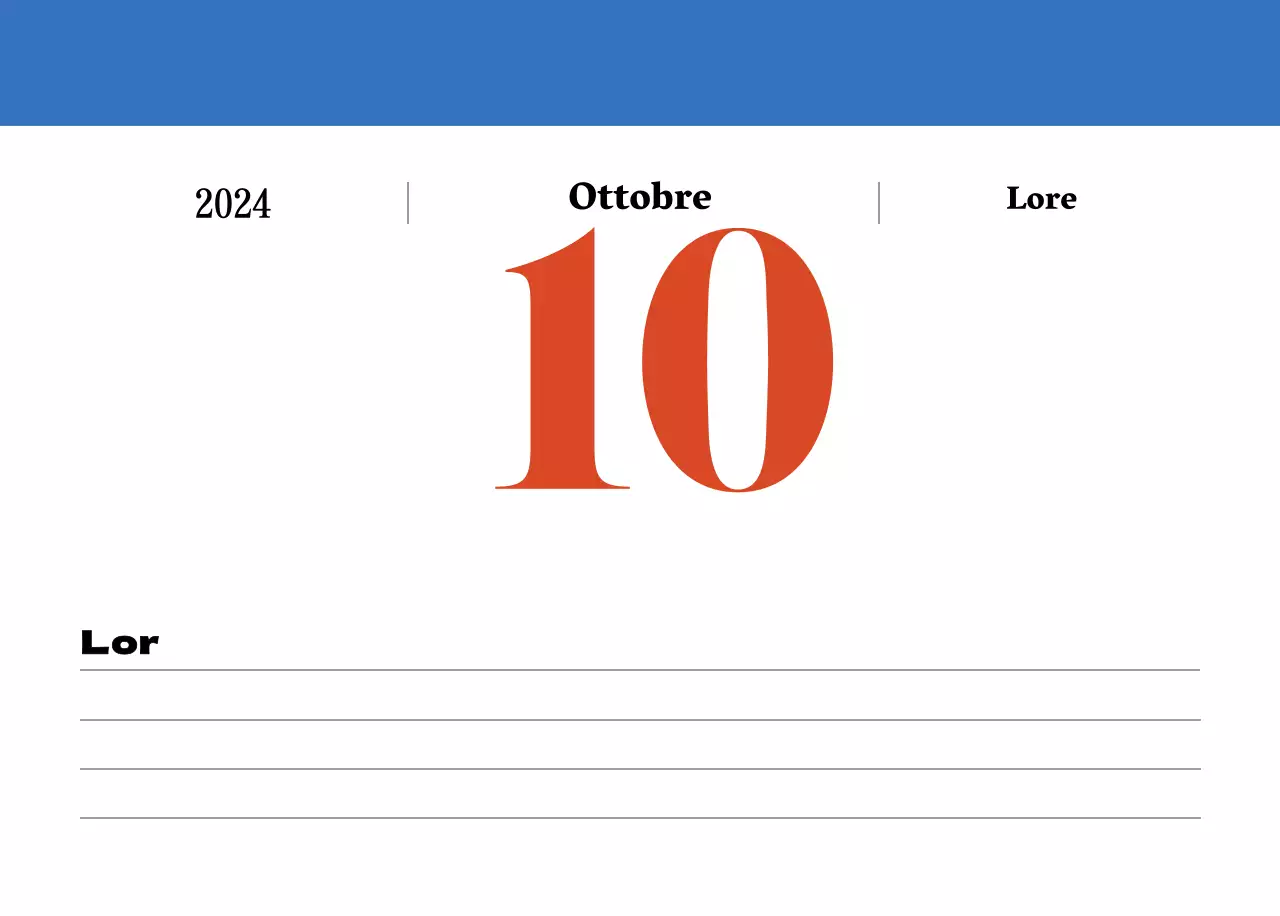 Calendario nostalgico di concezione retrò in rosso e blu