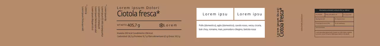 Etichette beige per confezioni di insalata ordinate