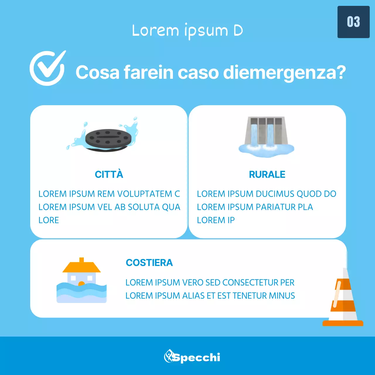 Informazioni su come affrontare i danni da tifone con un'illustrazione di tifone su sfondo azzurro