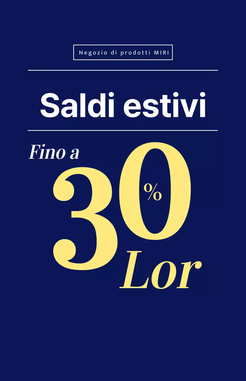 Bandiera per i saldi estivi con carattere giallo su sfondo blu scuro