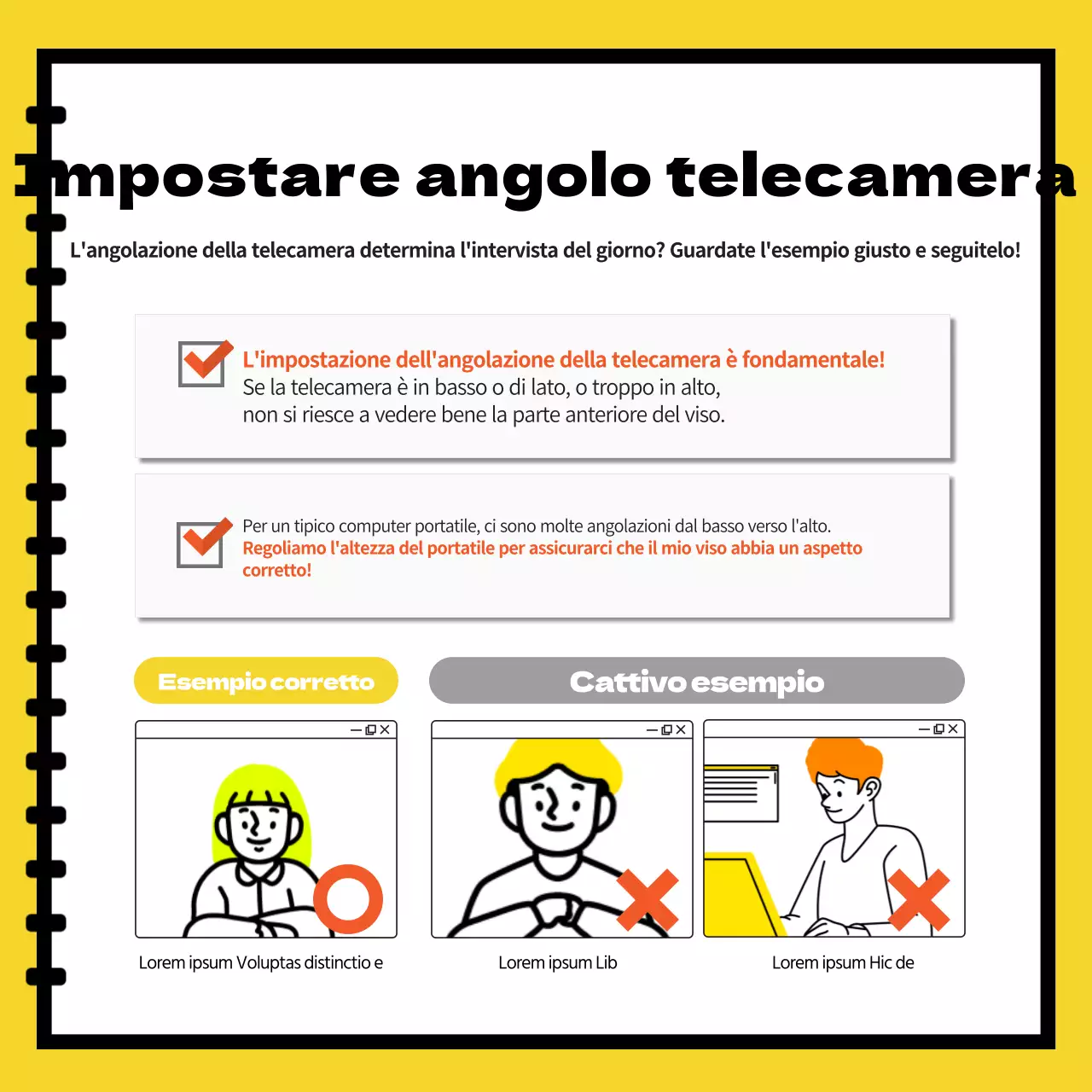 Pubblicizzare e prenotare le sale studio per i colloqui faccia a faccia in giallo e bianco