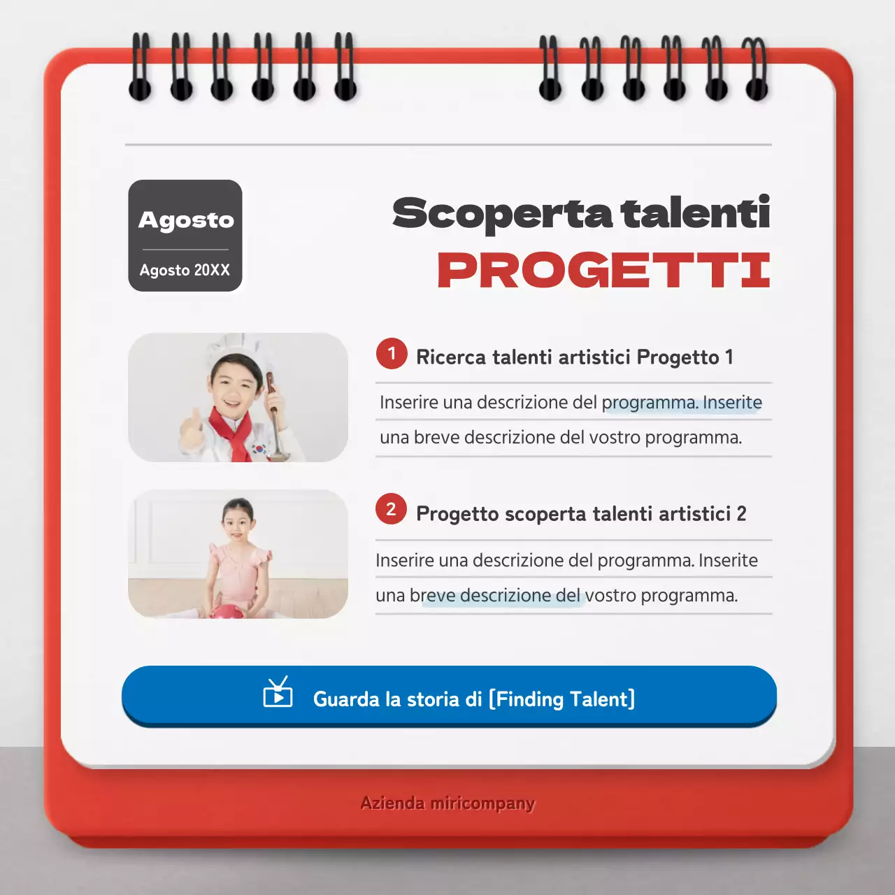 Promuovere la responsabilità sociale d'impresa con il concetto di calendario rosso e blu