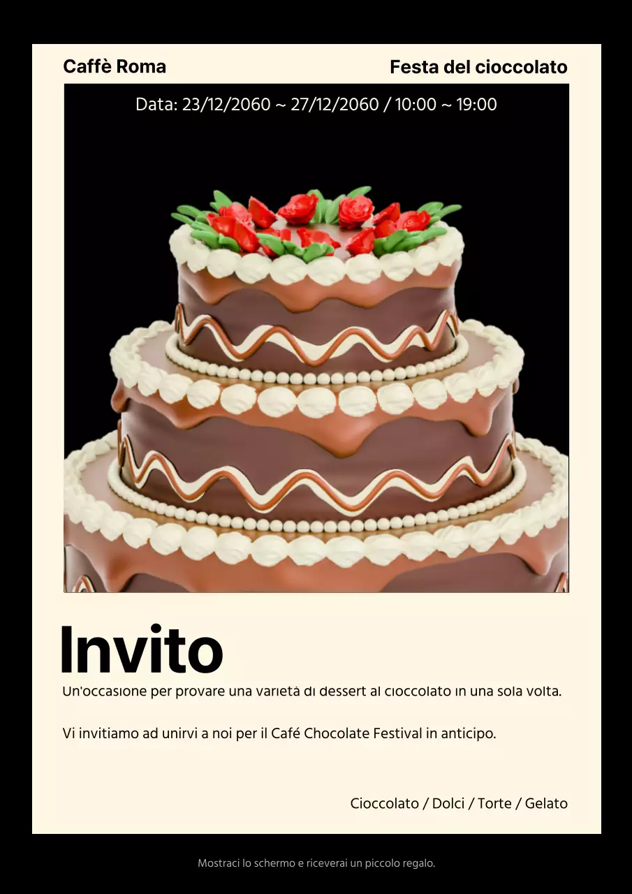 Invito alla festa del cioccolato con concetto di foto Polaroid