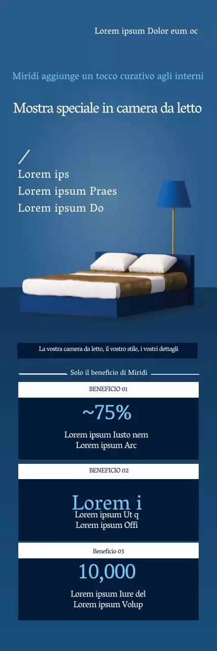 Promuovere un evento con fotografie blu e arredi puliti