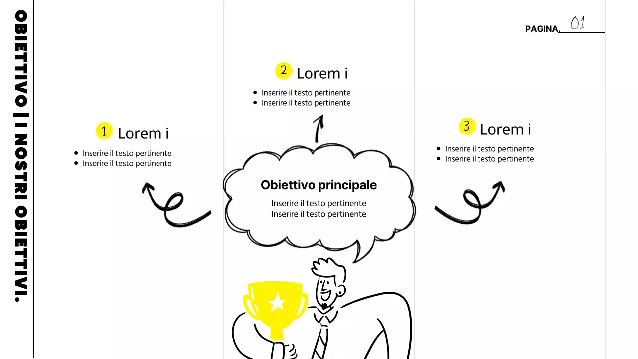 Verbale della riunione di studio con evidenziazione in bianco e giallo