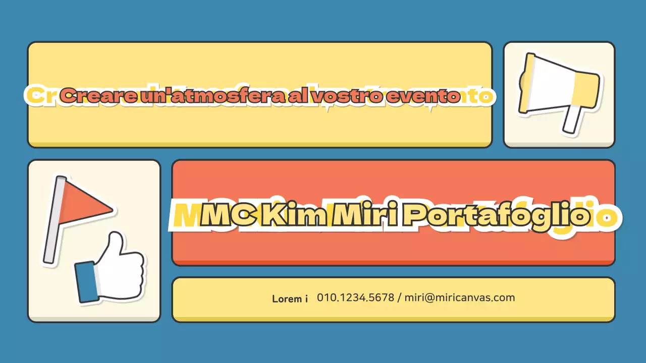 Un portfolio per emcee nel settore dello spettacolo con un simpatico concetto di adesivo rosso e verde