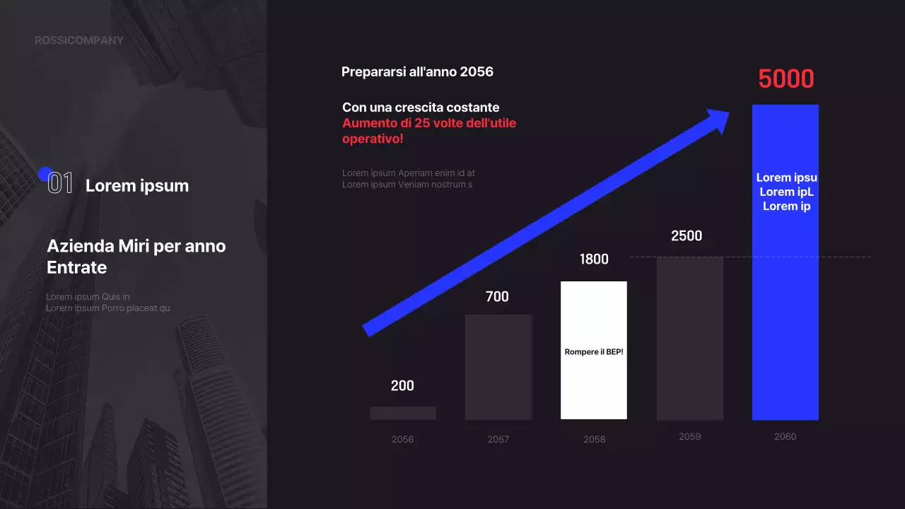Semplice infografica aziendale in nero e blu