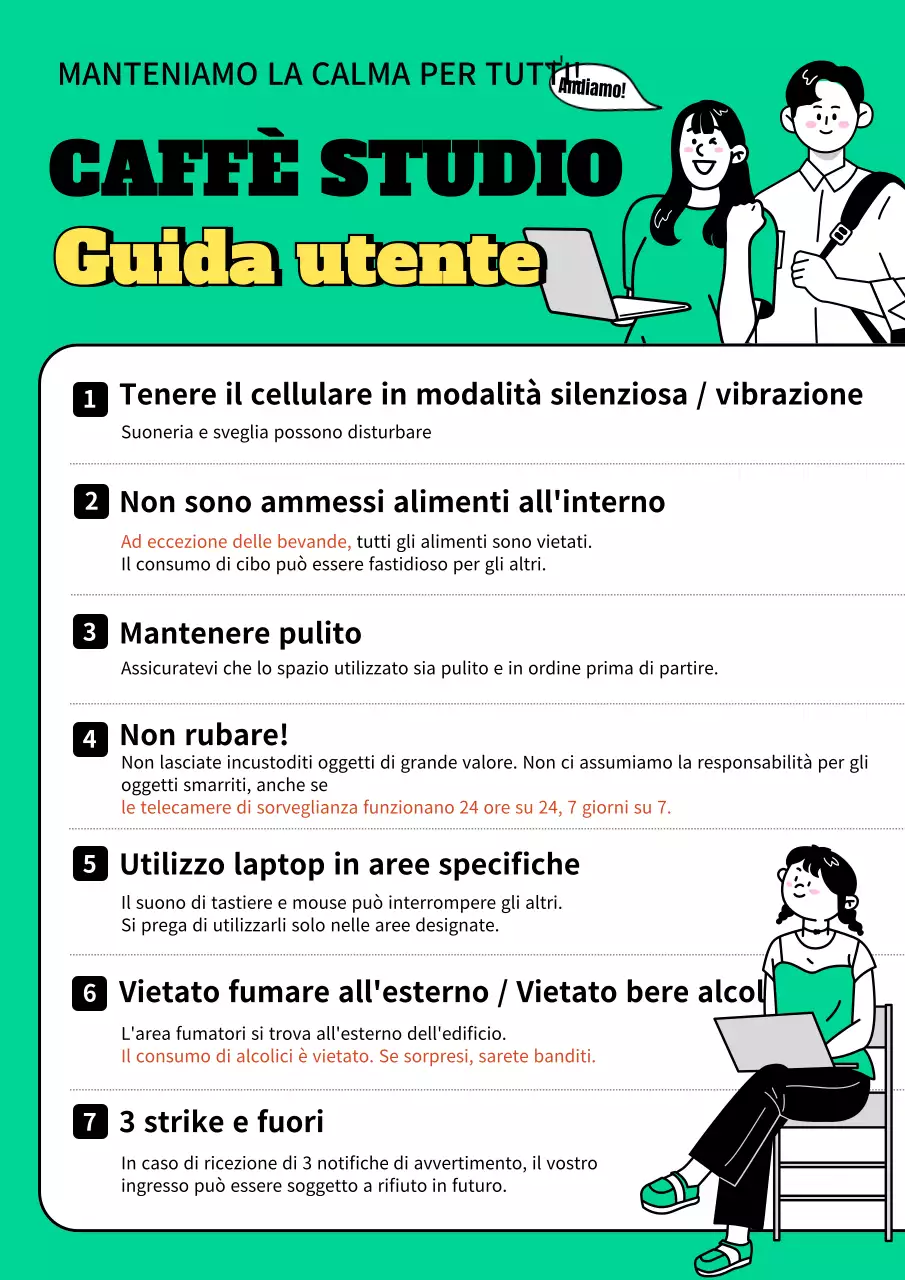 Insegna di un bar con una semplice illustrazione su sfondo verde