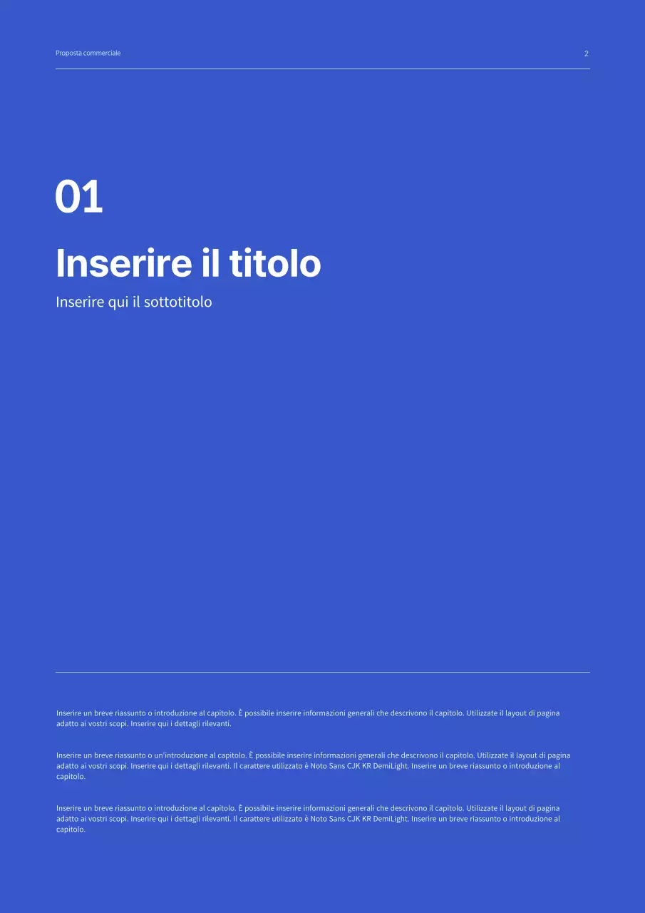 Proposta commerciale di concetto semplice in blu