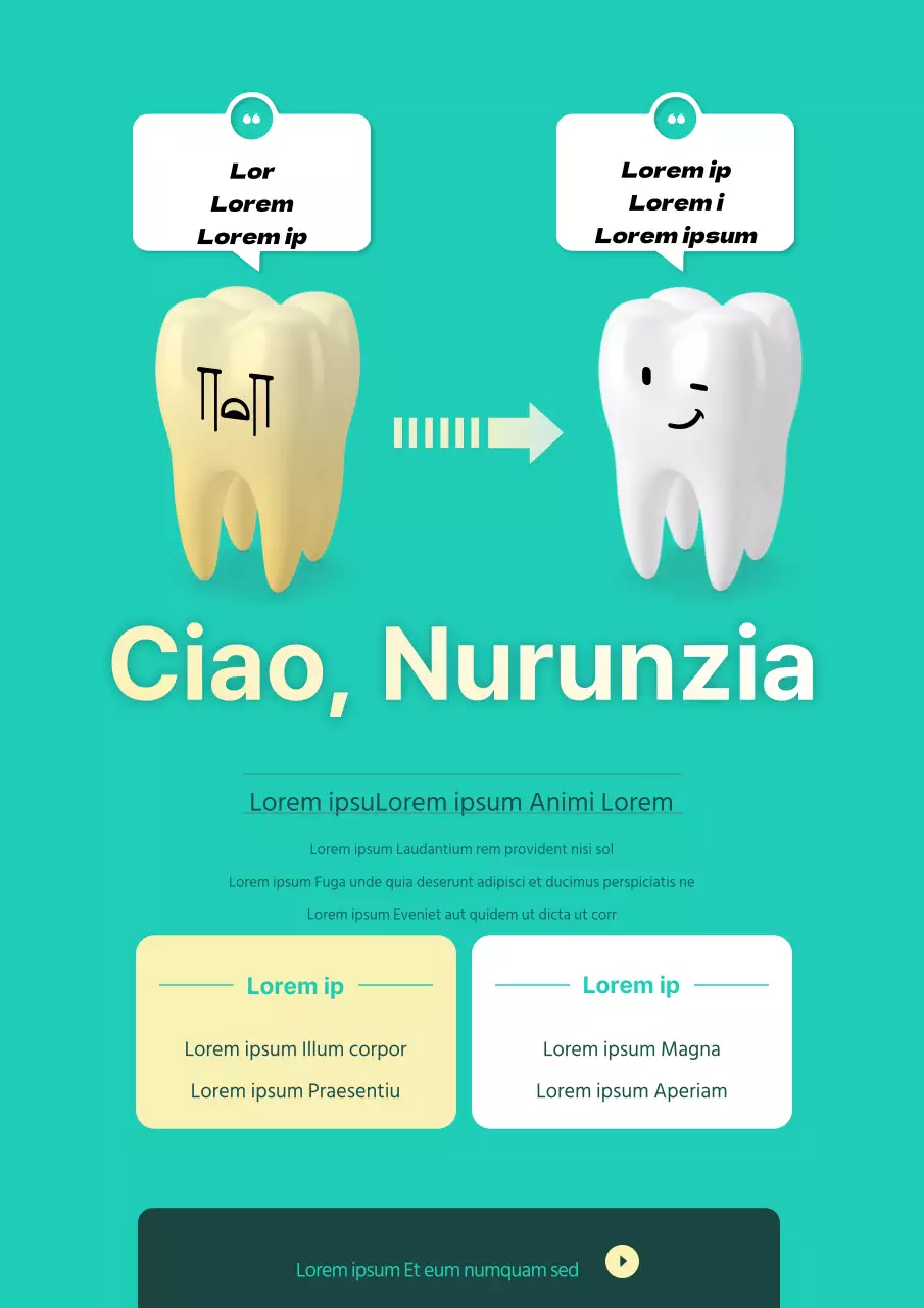 Promozione del trattamento di sbiancamento dentale a distanza con illustrazione di denti turchesi