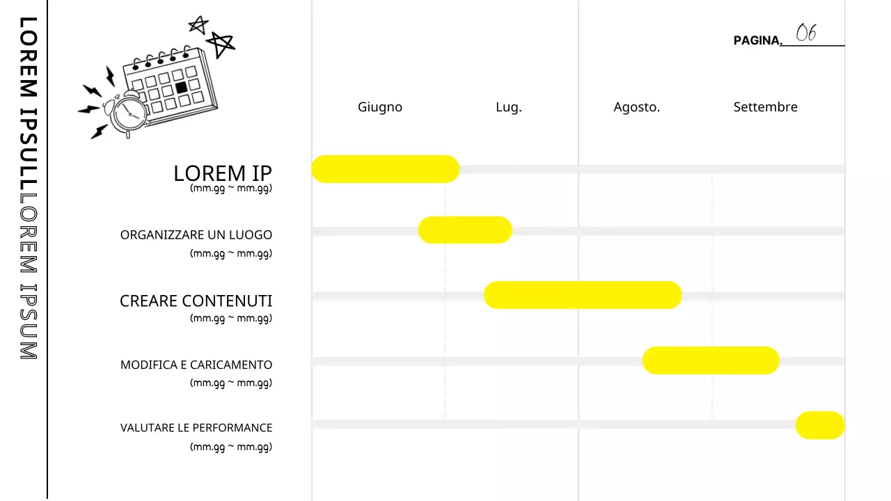 Verbale della riunione di studio con evidenziazione in bianco e giallo