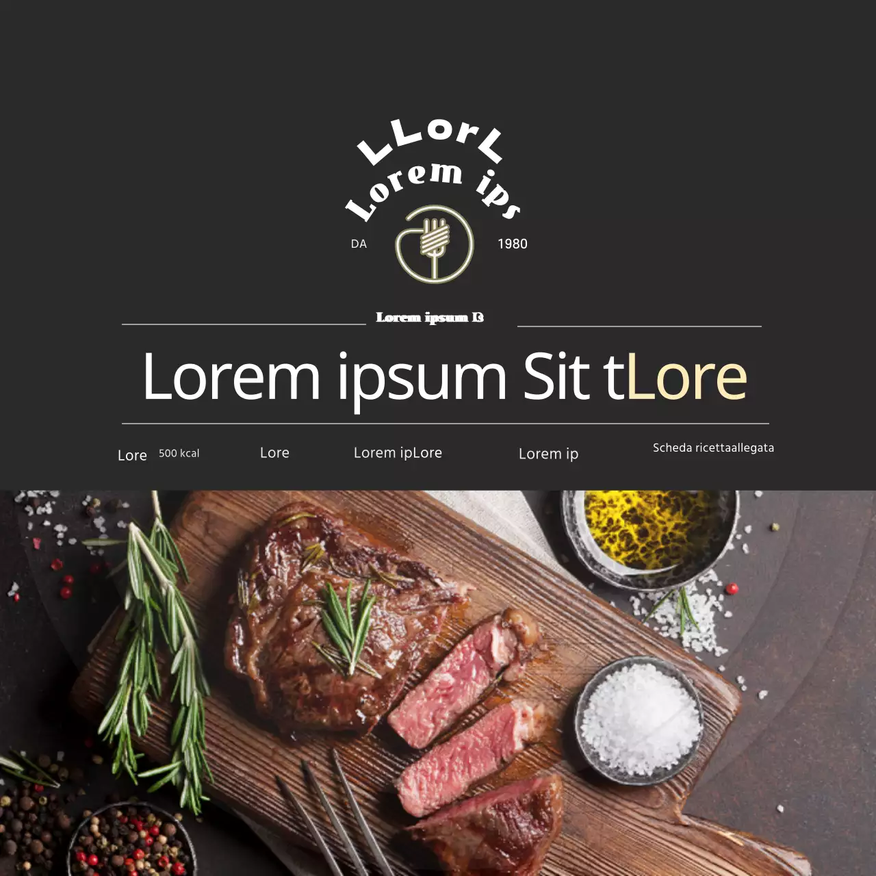 Adesivo nero del kit di pasti del ristorante lussuoso della bistecca