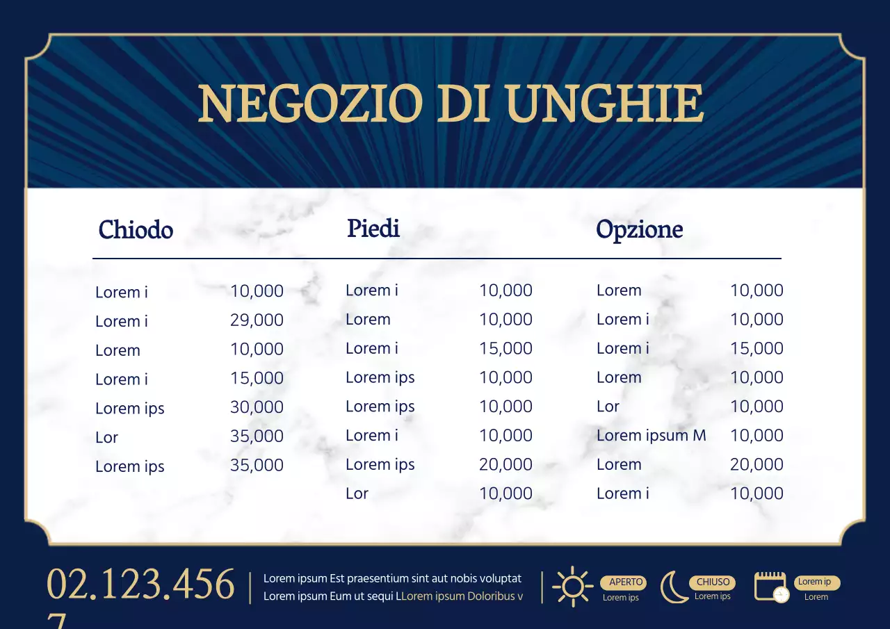 Listino prezzi unghie