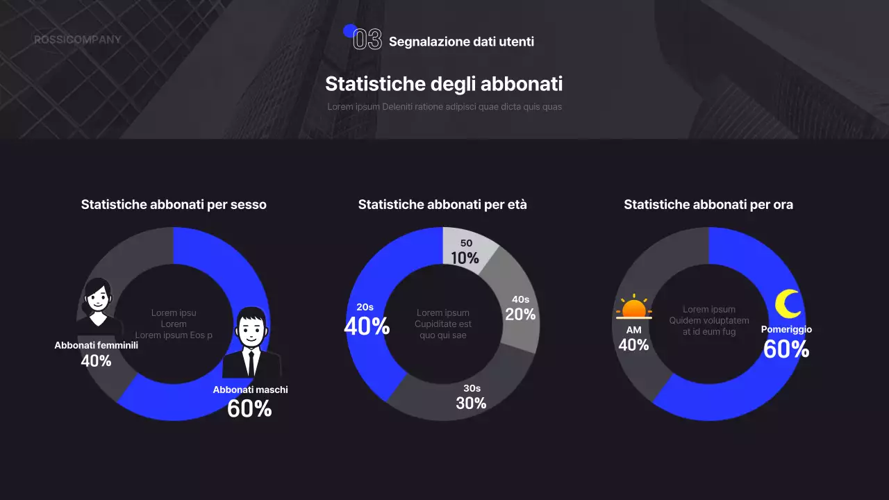Semplice infografica aziendale in nero e blu