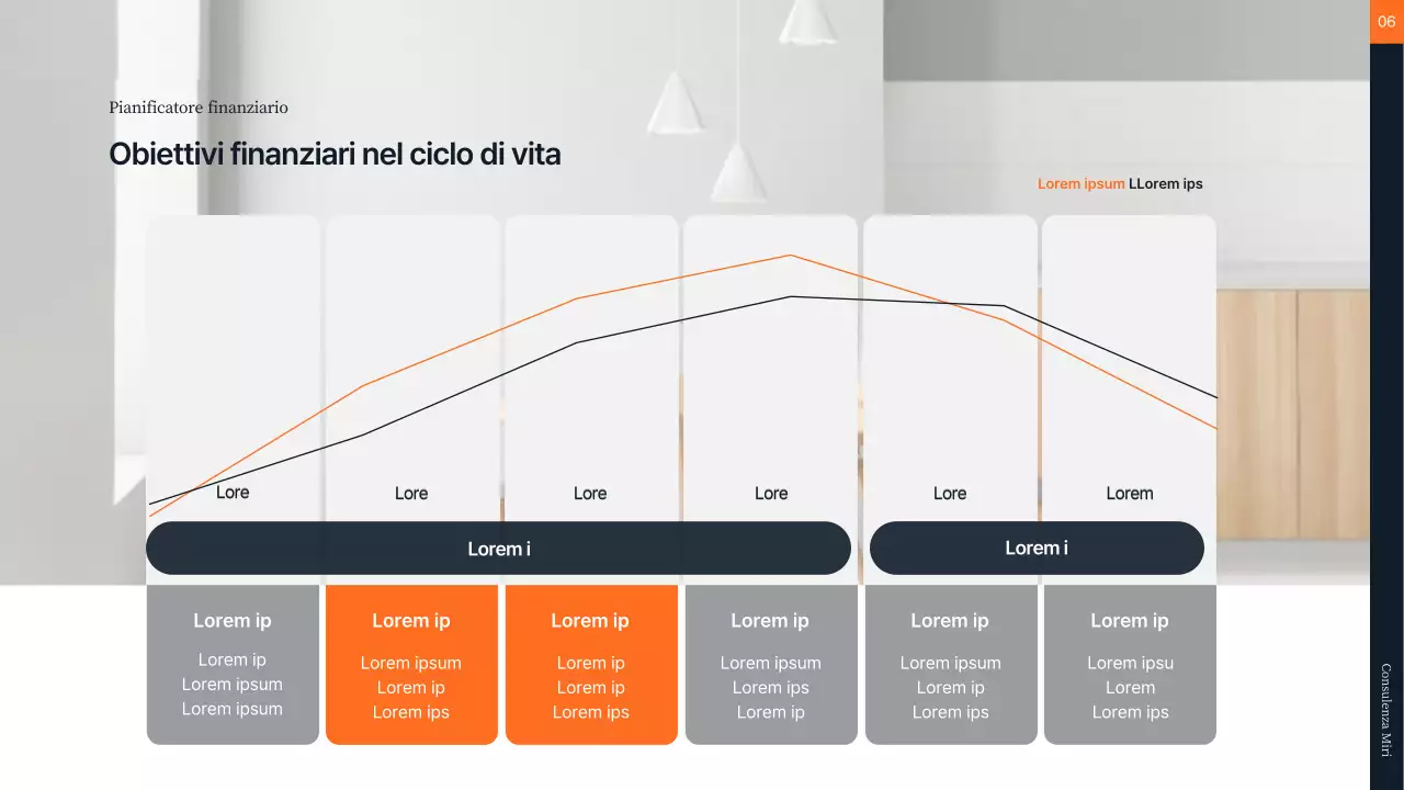 Consulenza finanziaria in arancione e grigio
