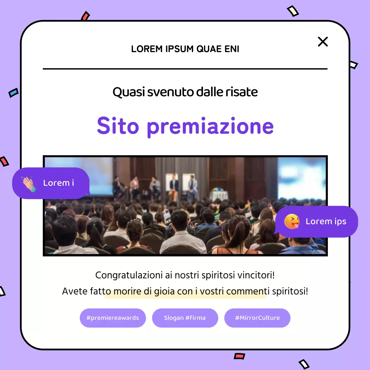 Lo slogan viola e giallo vincitore del nostro concorso interno
