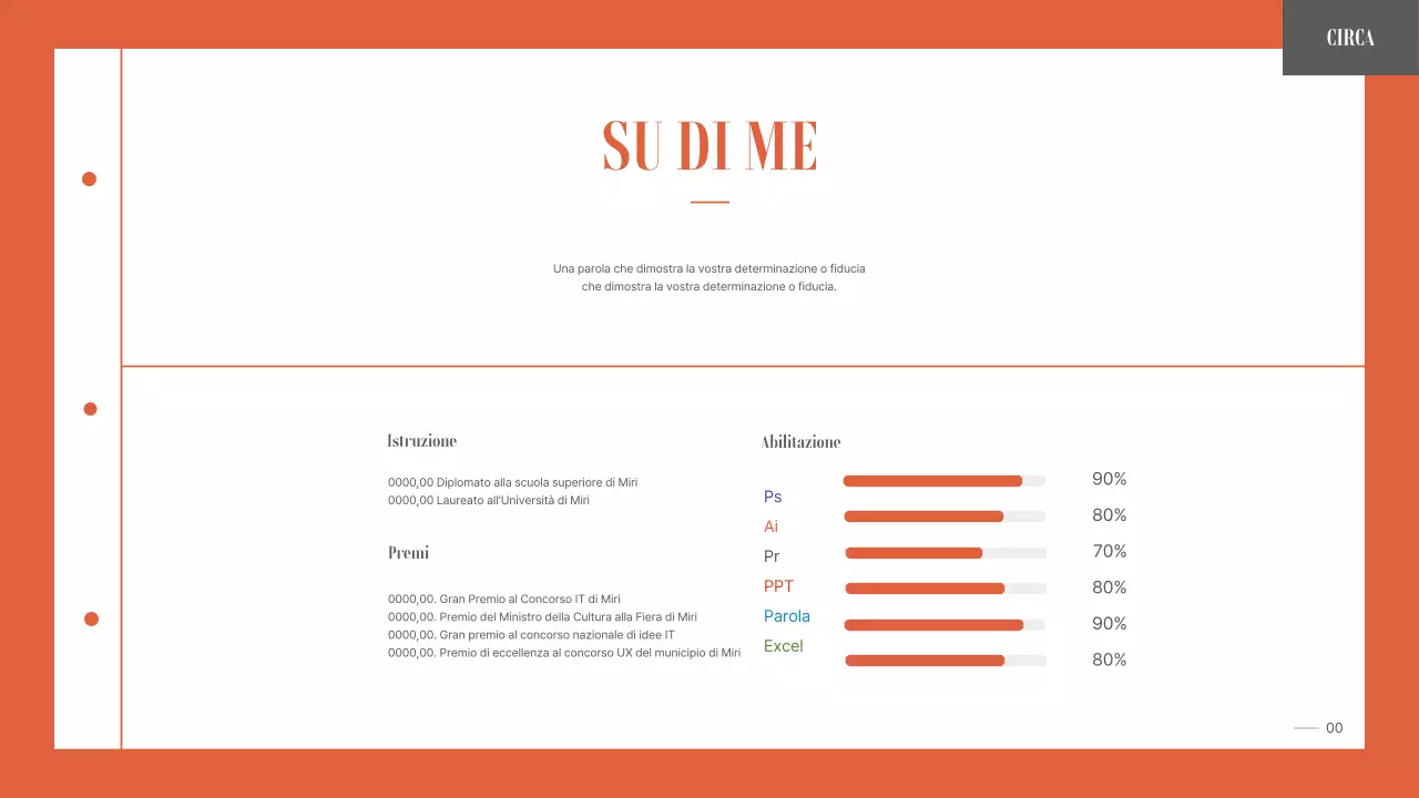 Un portfolio semplice e organizzato per uno studente universitario in arancione