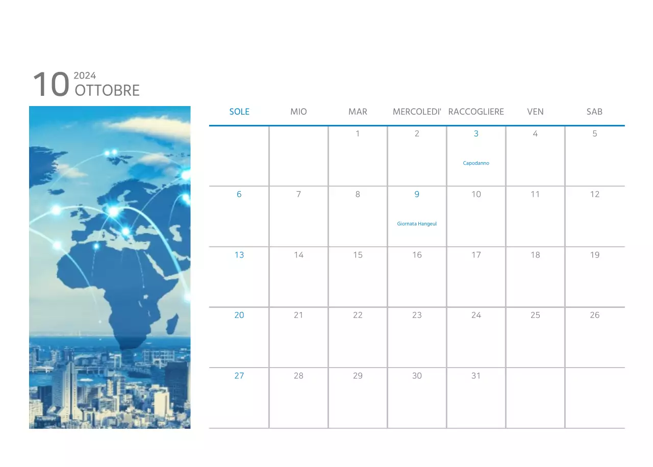 Calendario aziendale da tavolo bianco e semplice