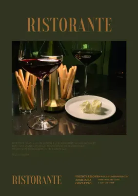 Semplice poster di un ristorante di vino con sfondo verde scuro
