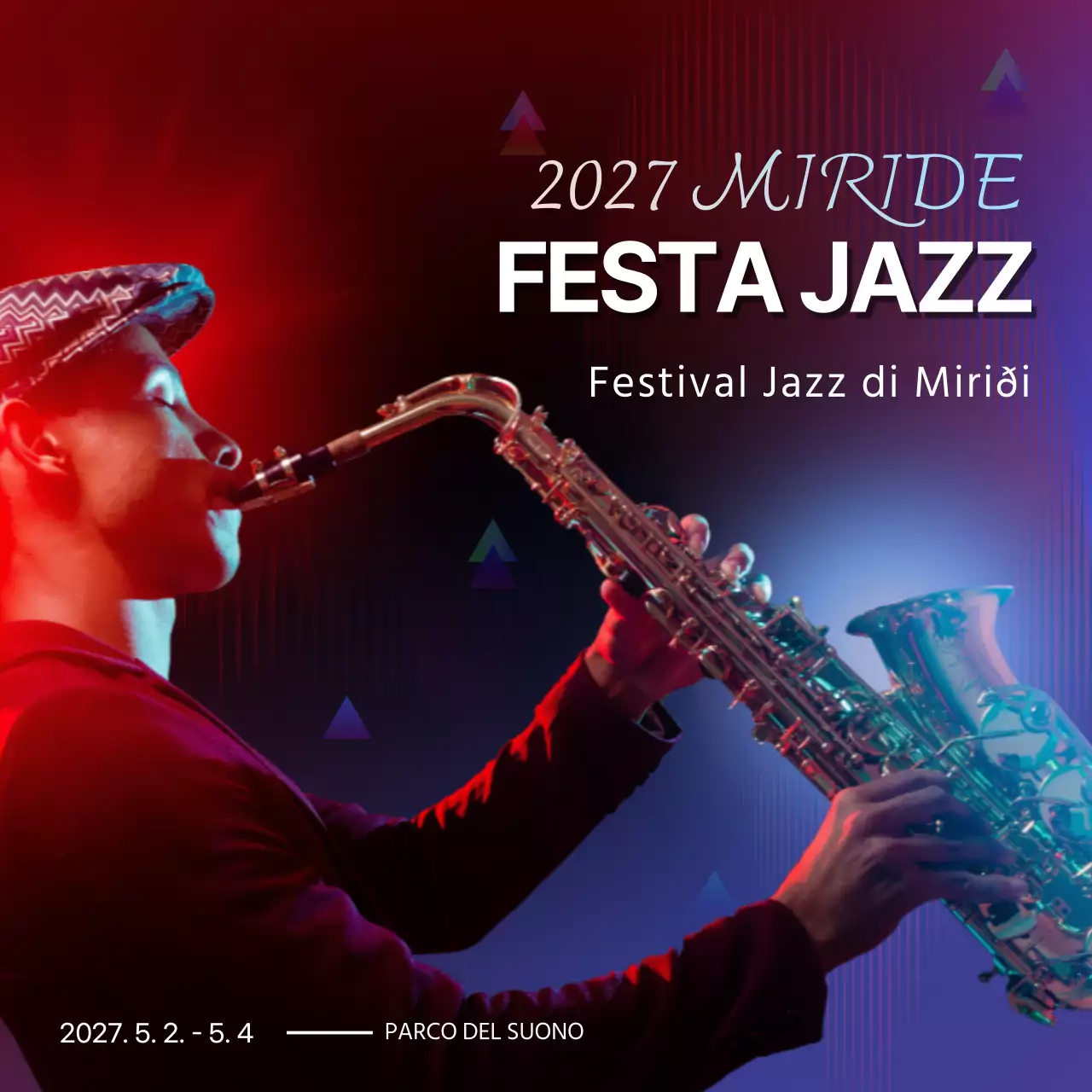 Annunci di festival musicali in rosso e blu
