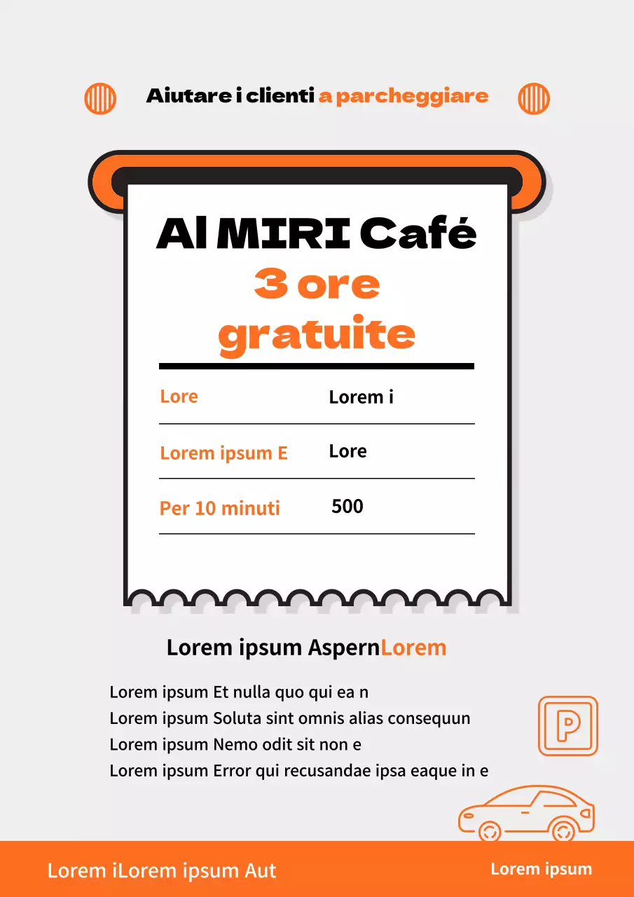 Segnaletica di parcheggio arancione e grigia