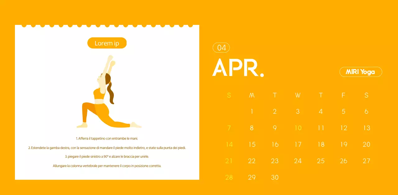 Calendari arancioni da regalare per promuovere il vostro studio di yoga
