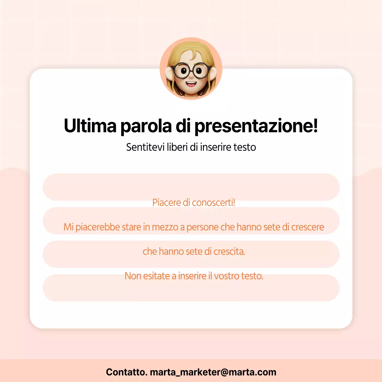 Biografia del profilo dei social media in arancione e rosa, in stile kitsch