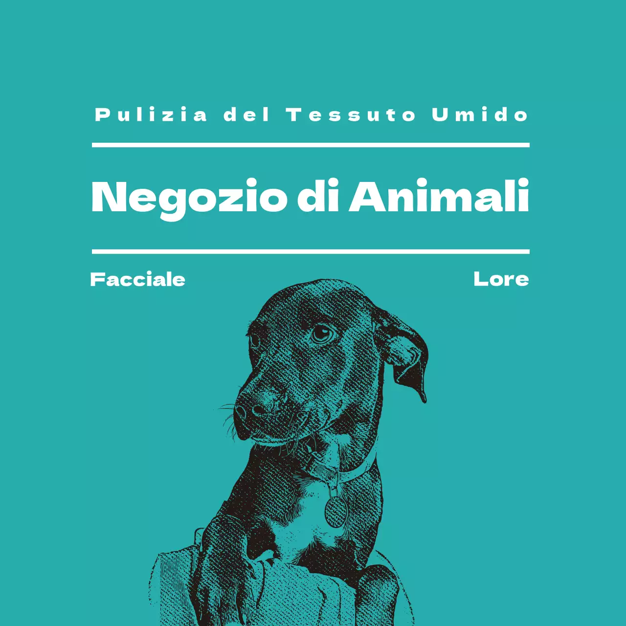 Etichetta illustrata turchese del negozio di animali