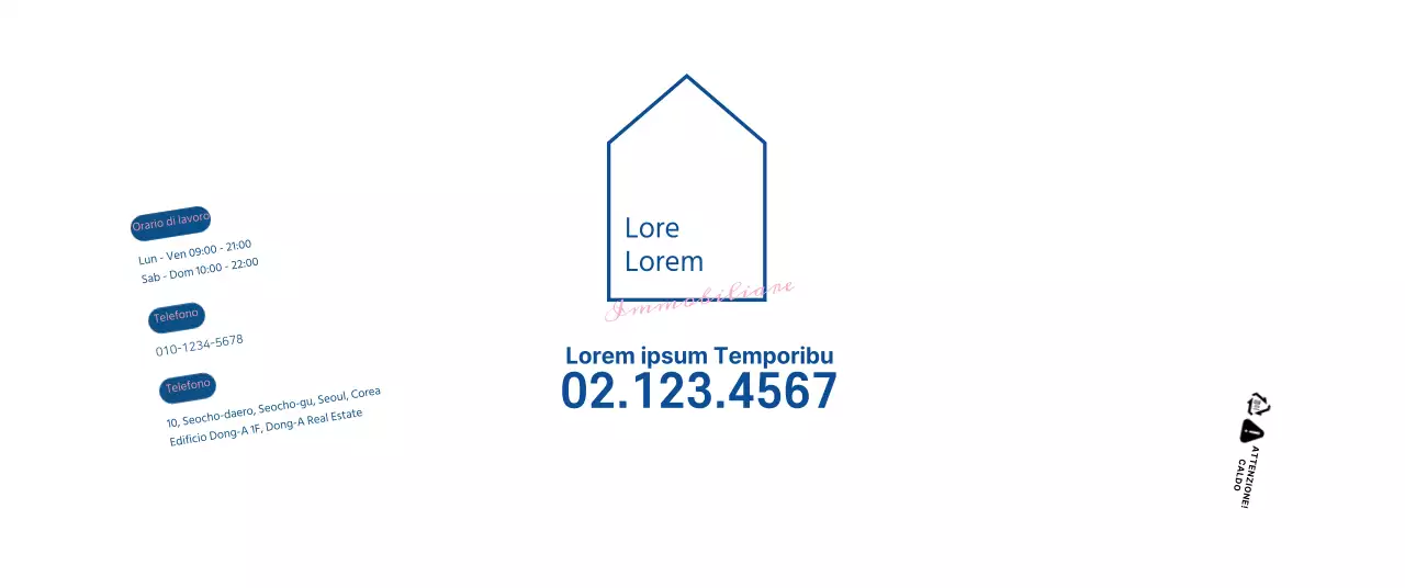 Un concetto semplice, in bianco e blu navy, per mostrare e promuovere la vostra proprietà.