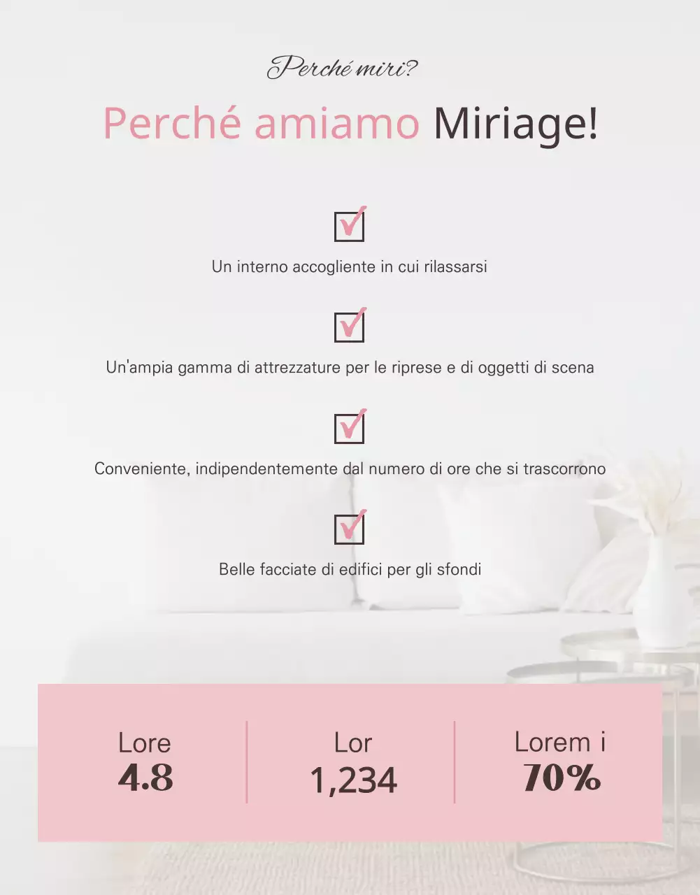 Un rilassante self-studio in rosa e avorio