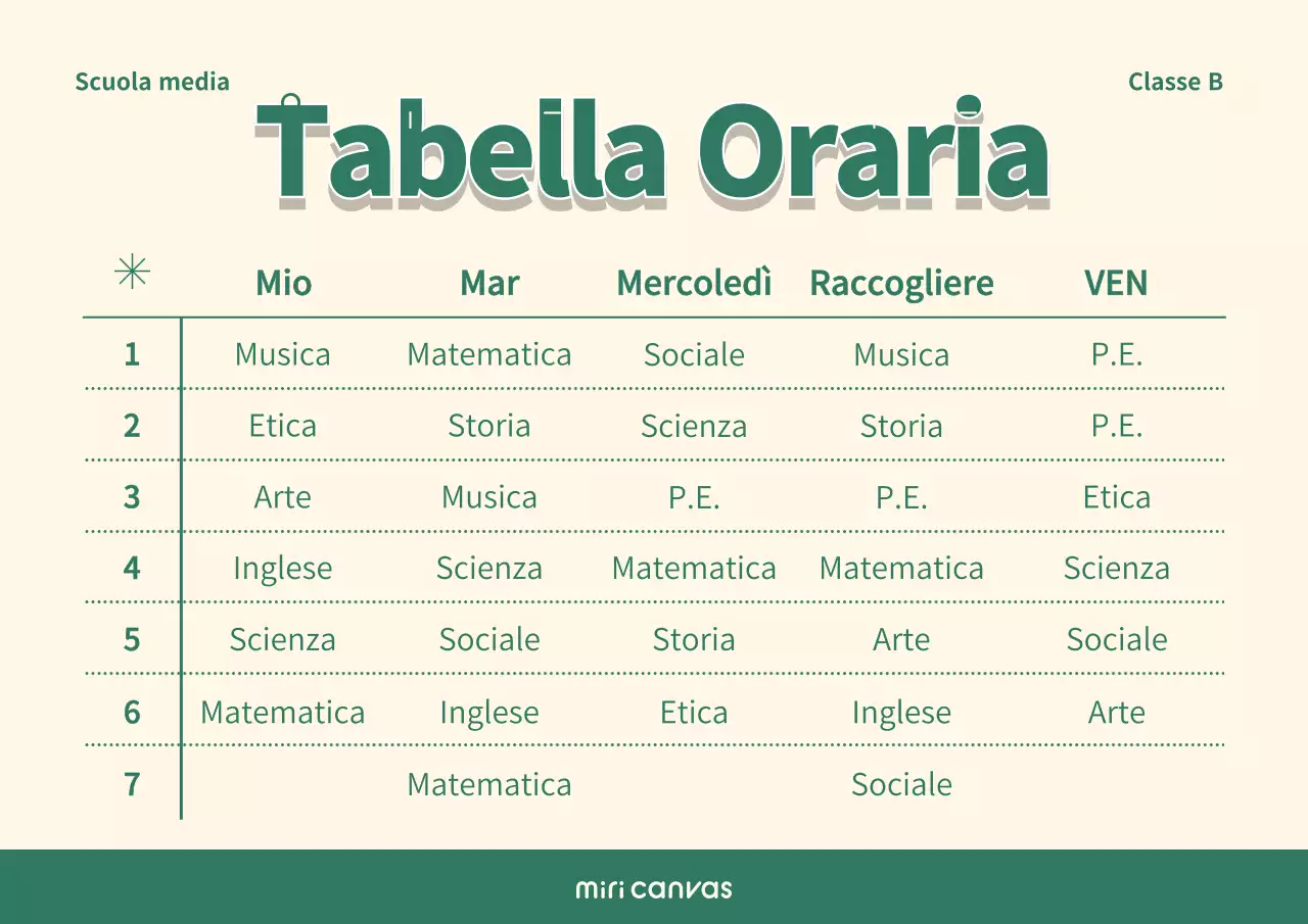 Orari scolastici con un concetto semplice