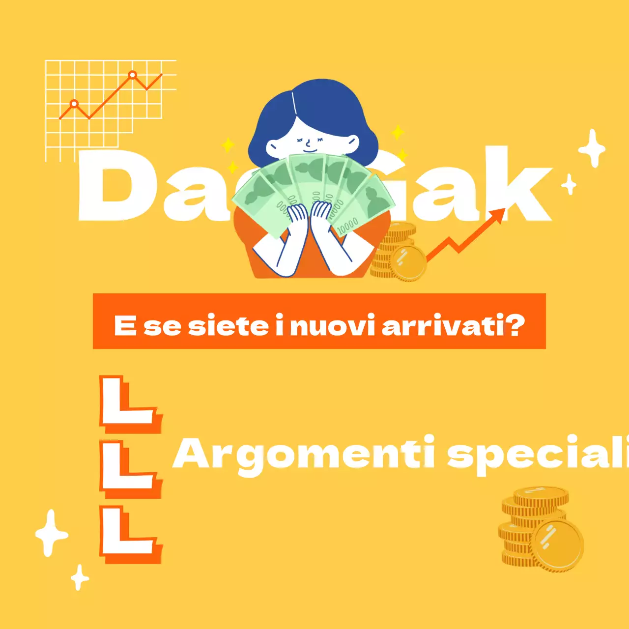 Illustrazione con testo finanziario evidenziato in giallo