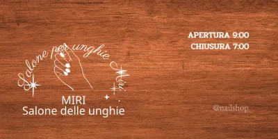 Classica insegna di un salone per unghie con testo bianco e illustrazione di una mano a stella.