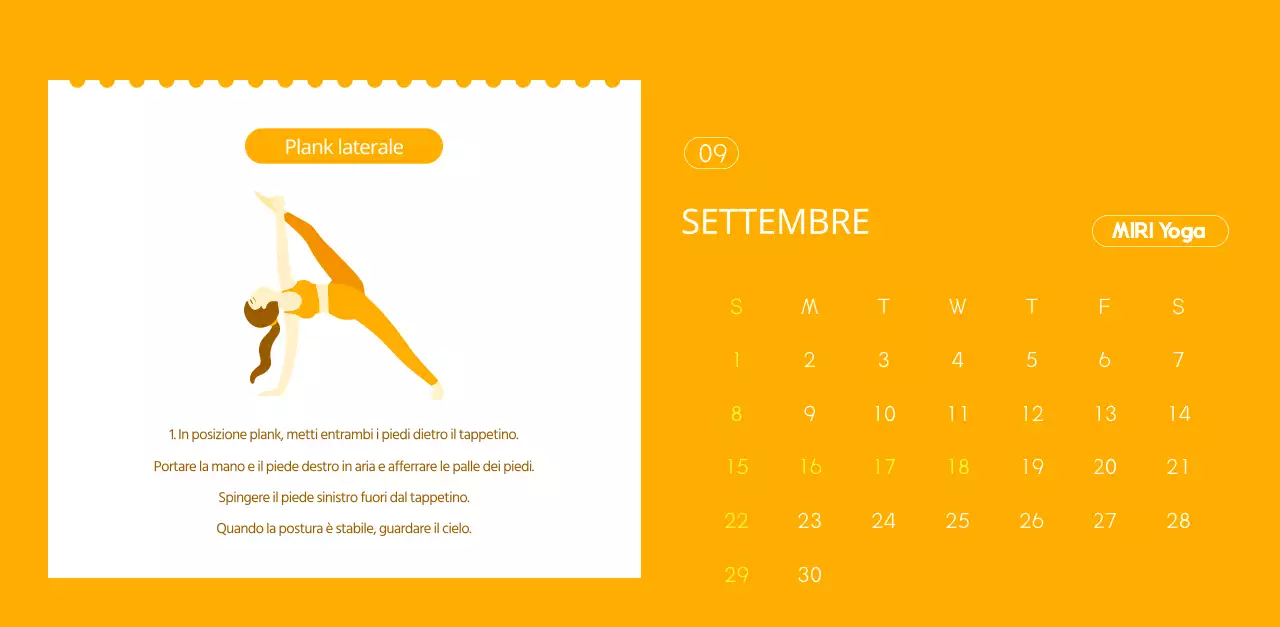 Calendari arancioni da regalare per promuovere il vostro studio di yoga