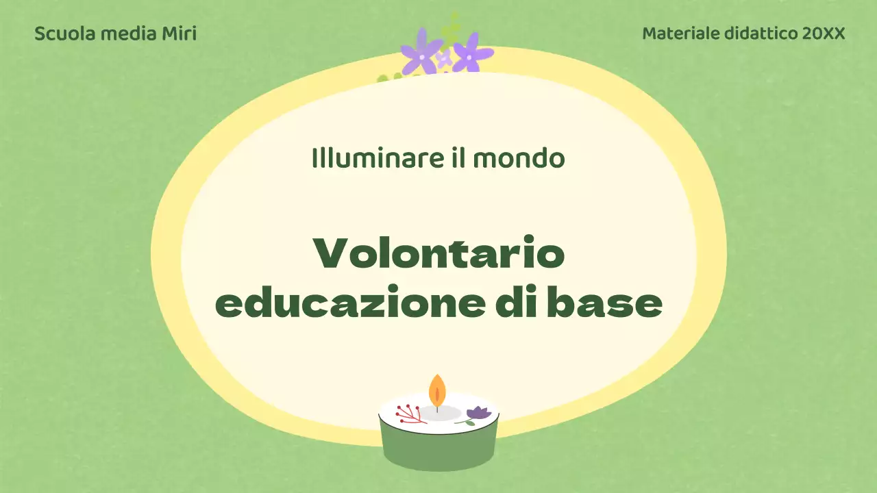 Materiale di formazione per volontari verdi e gialli per gli studenti della scuola media