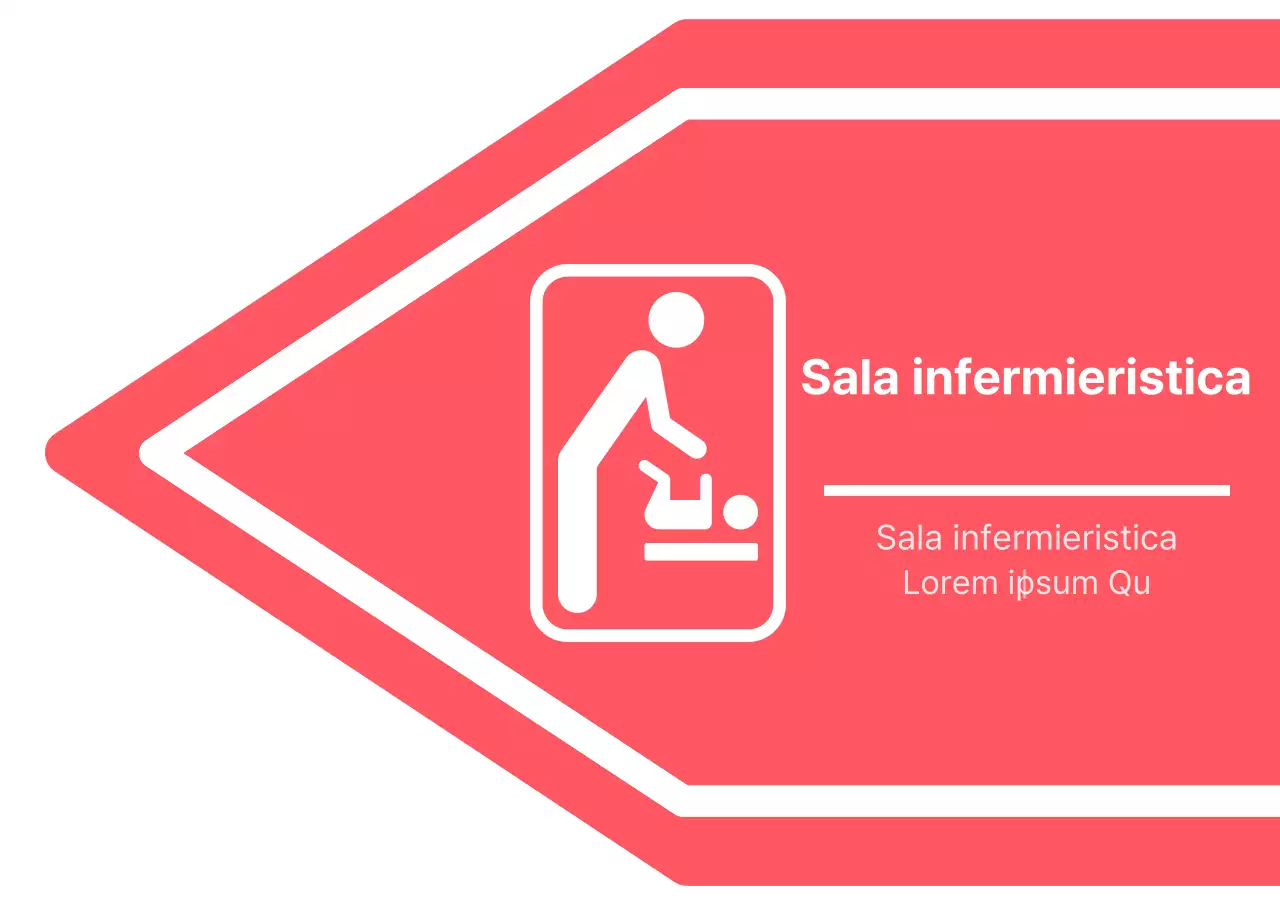 Rosa e bianco semplice stile sala infermieristica pittogramma freccia guida