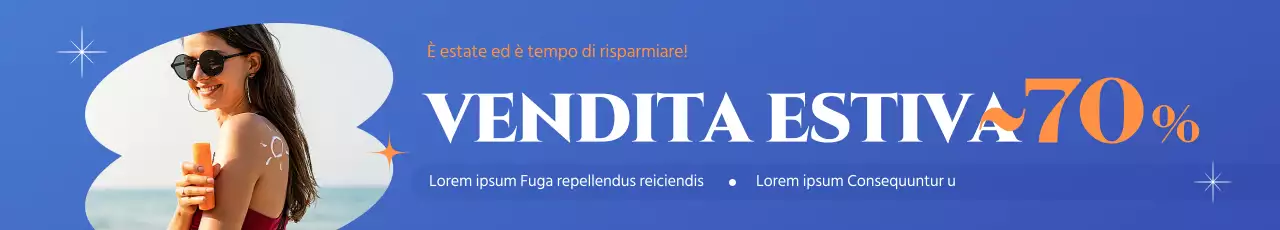 Una vendita di abbigliamento casual con un ritratto su sfondo blu