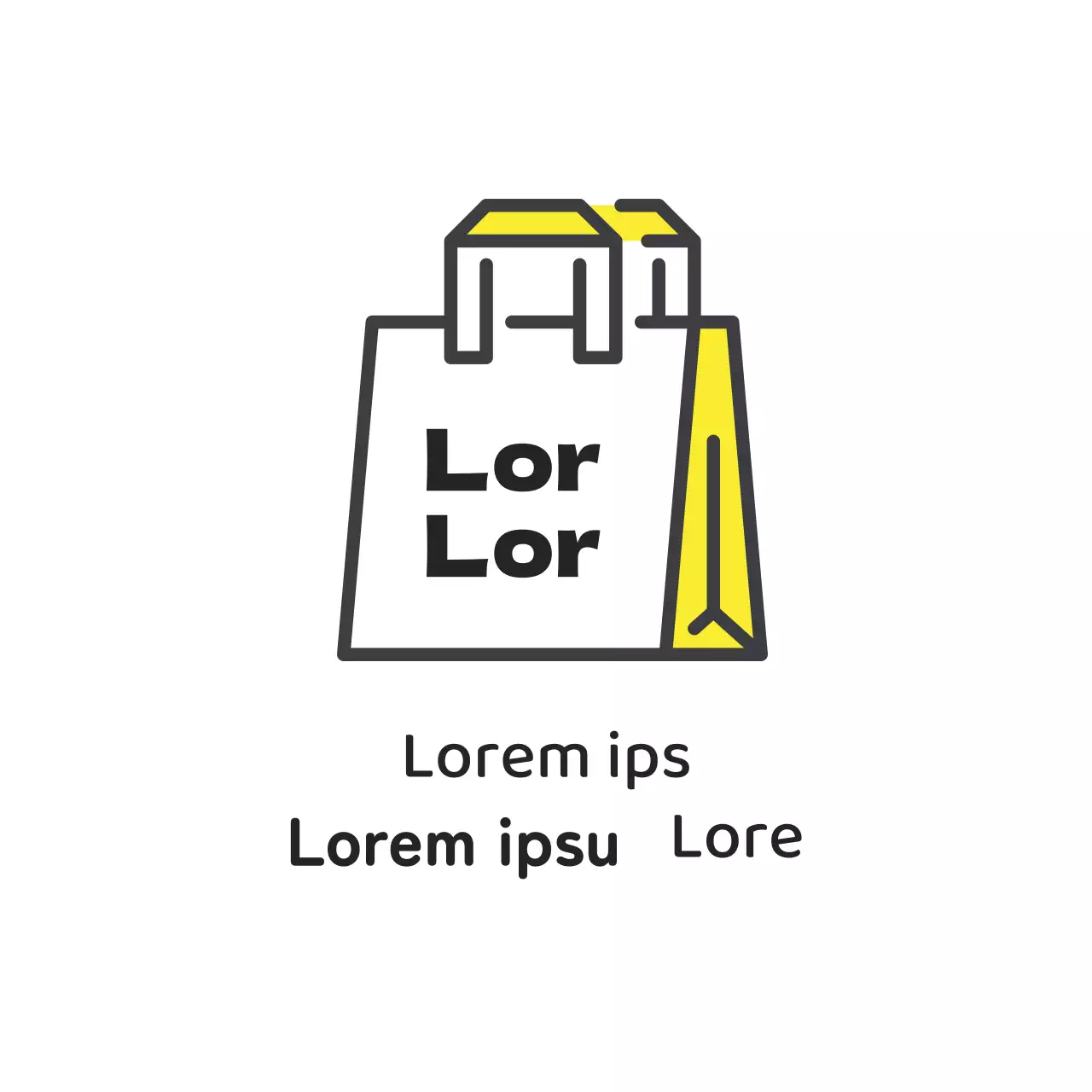 Etichetta da asporto illustrata gialla del negozio