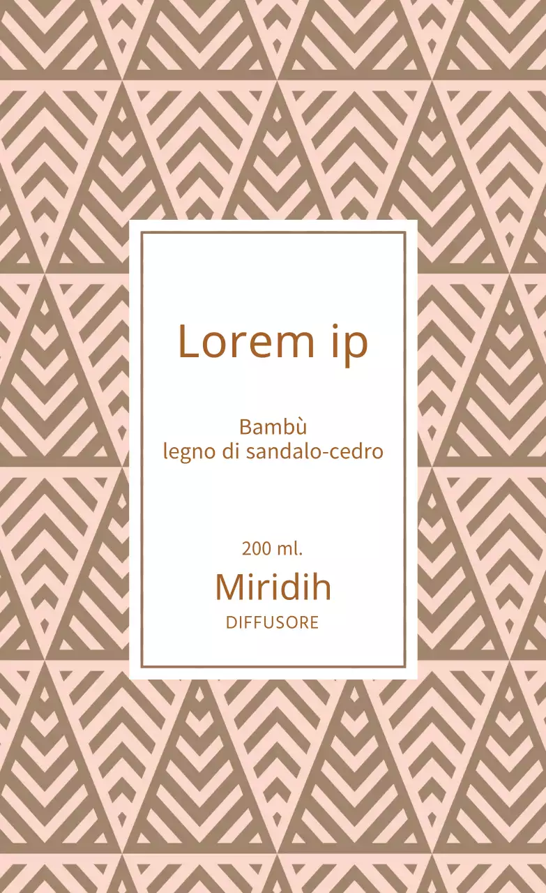 Etichetta del diffusore con motivo a triangolo rosa-marrone