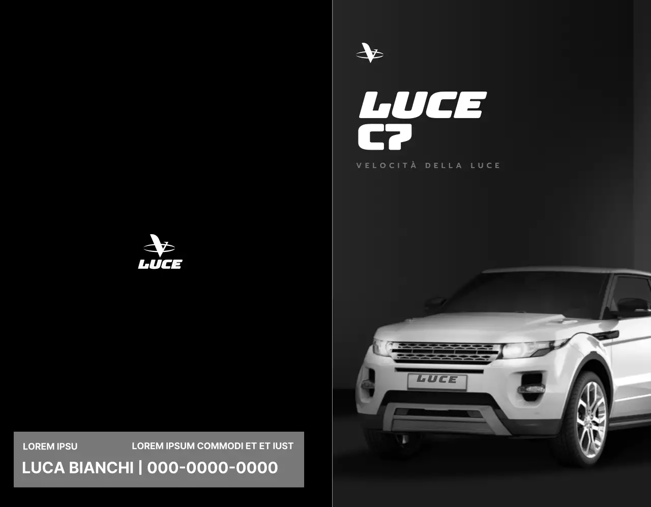 Promozione auto della concessionaria con design nero, semplice ed elegante con foto di automobili