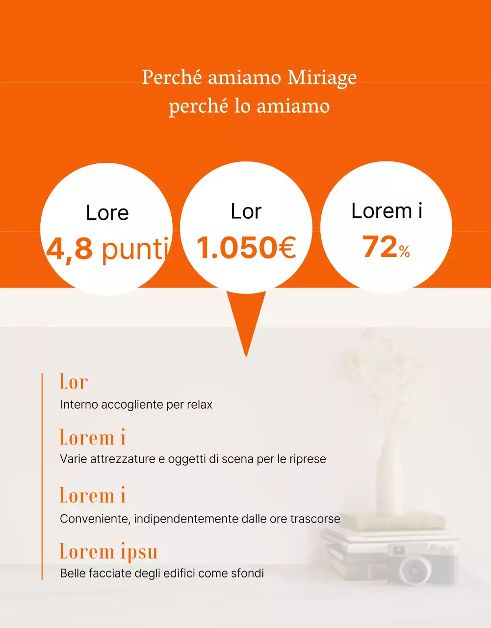 Una guida per uno studio per selfie pulito, beige e arancione