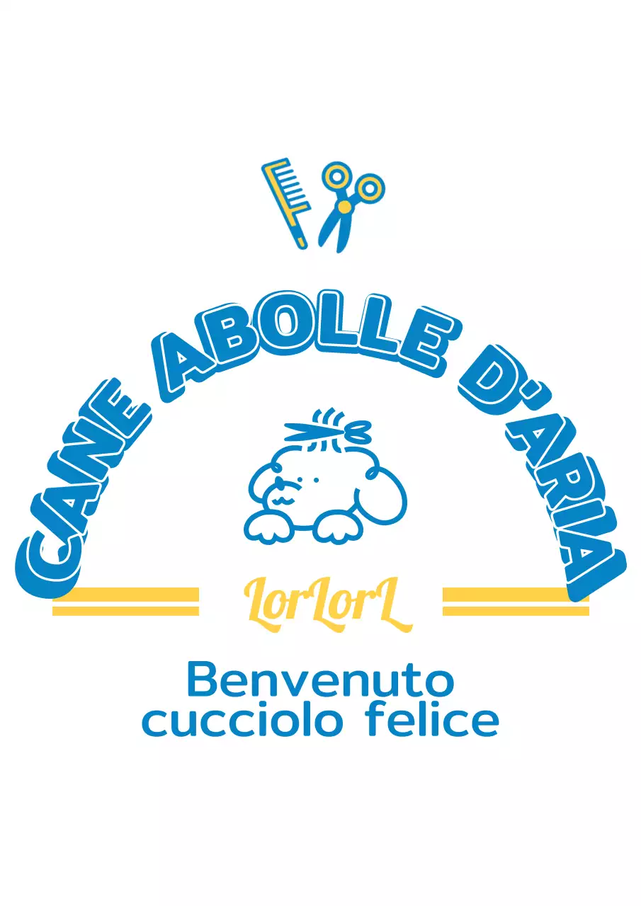 Salone di toelettatura per cani con simpatici cuccioli blu e gialli