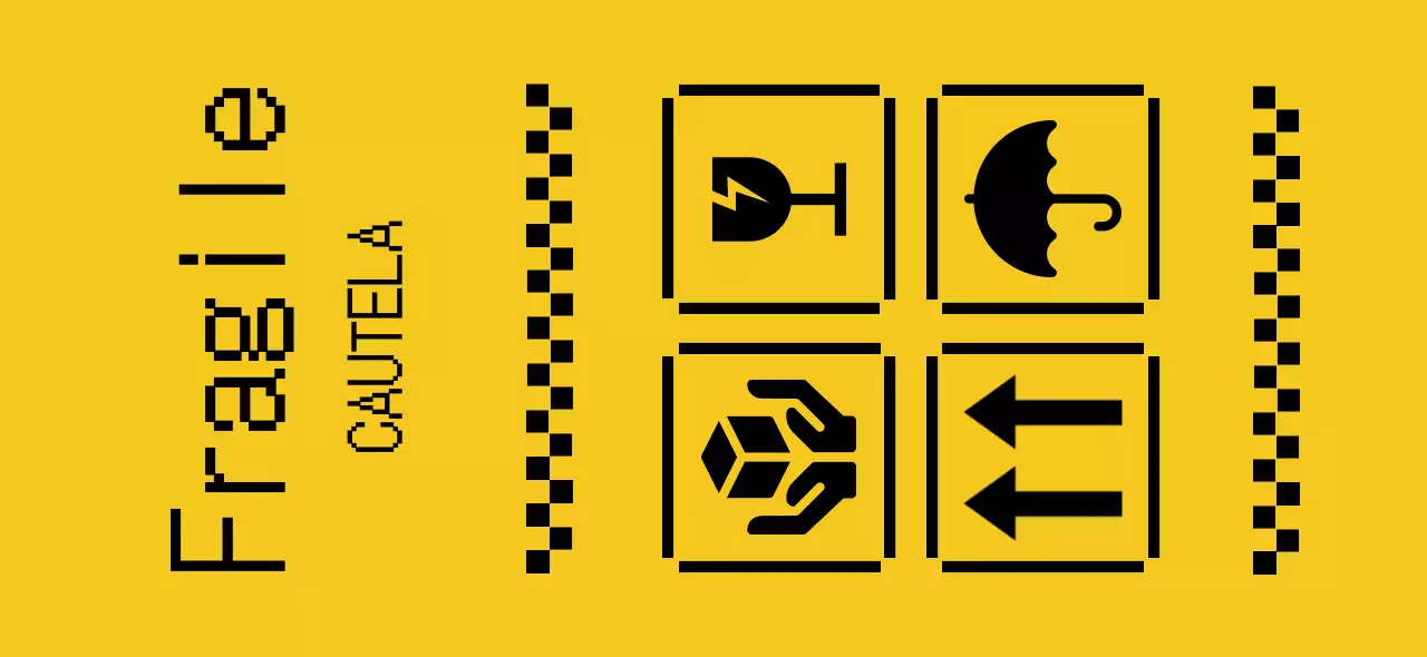 Avvisi di consegna e avvisi con un concetto pixelato giallo e nero