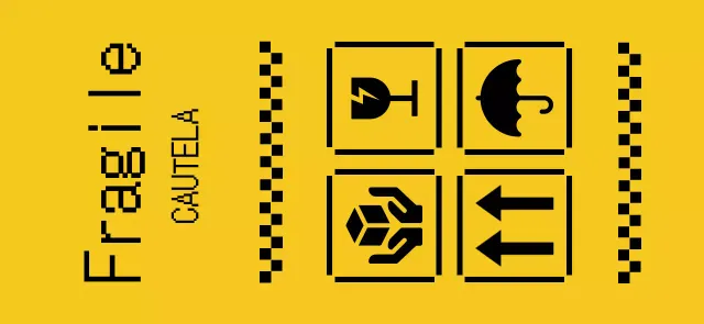 Avvisi di consegna e avvisi con un concetto pixelato giallo e nero