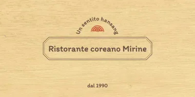 Design di un ristorante coreano con un bordo concettuale pulito in marrone e rosso