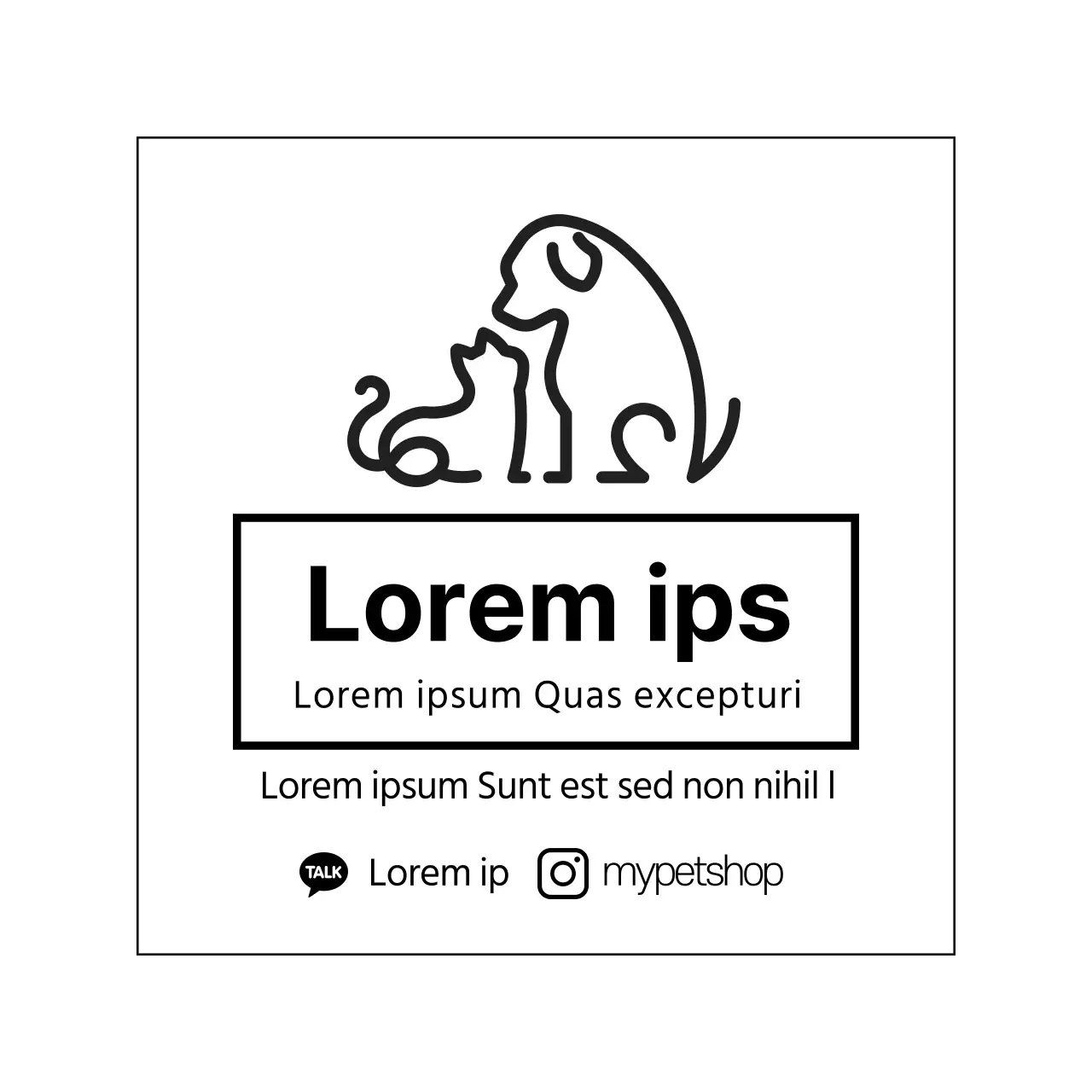 illustrazione nera logo semplice animale negozio di animali etichetta