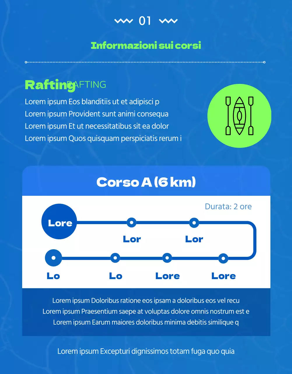 Le compagnie di rafting con le illustrazioni di Donggang blu e verde